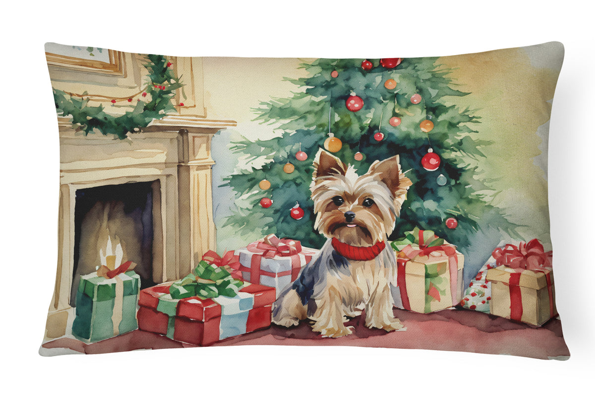 Buy this Yorkie Christmas Fabric Decorative Pillow