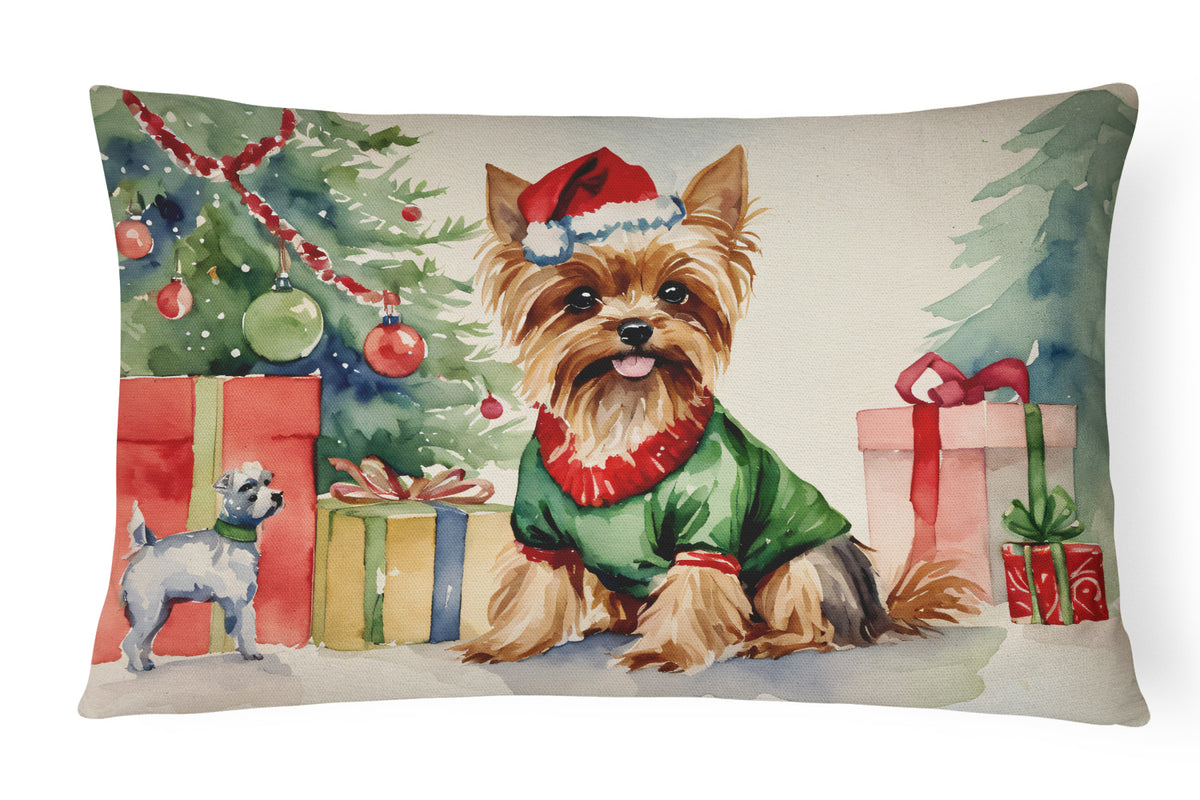 Buy this Yorkie Christmas Fabric Decorative Pillow