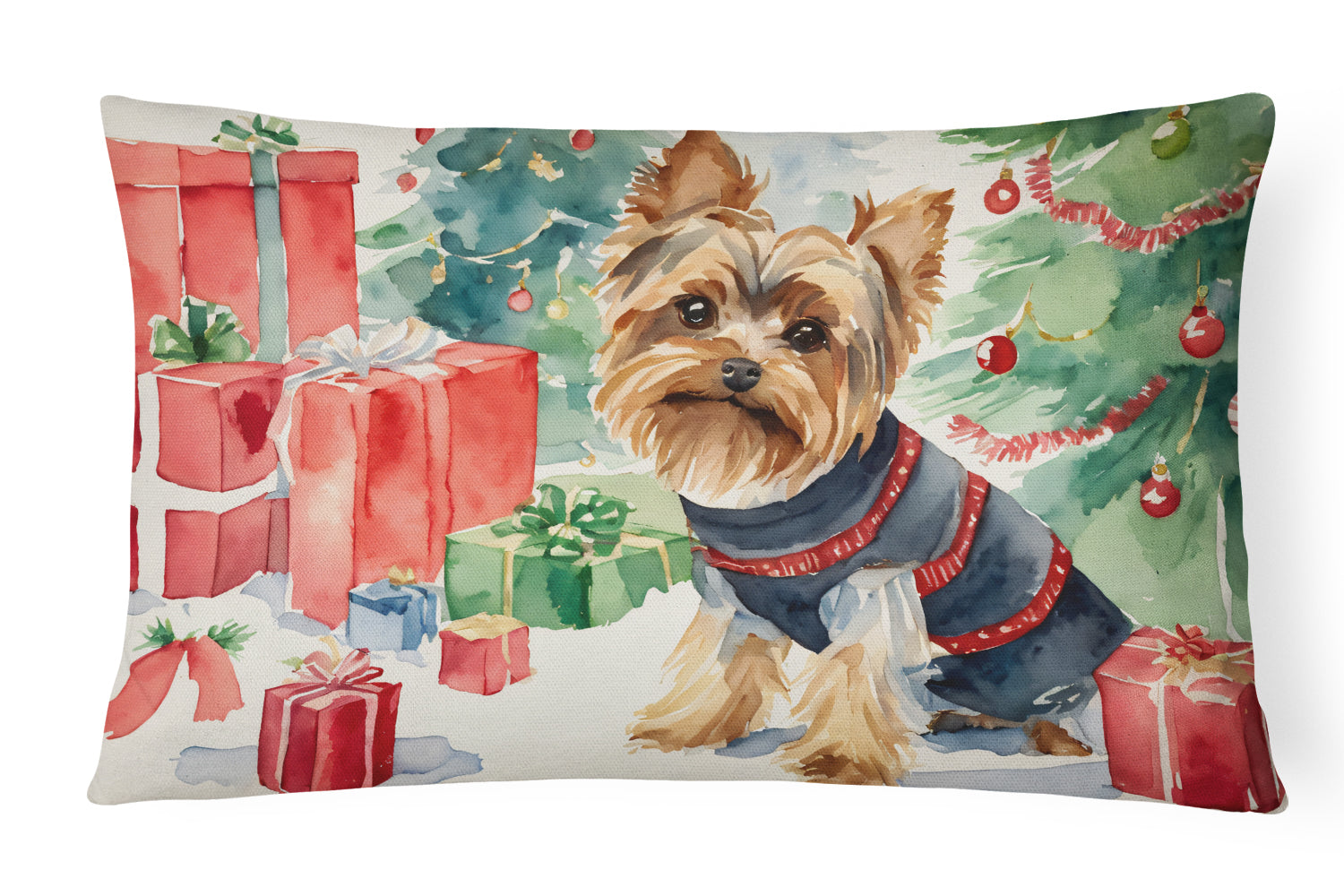 Buy this Yorkie Christmas Fabric Decorative Pillow