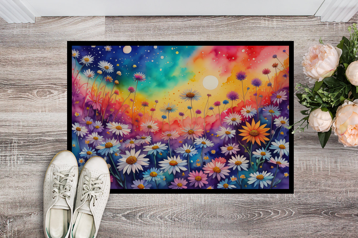 Asters in Color Indoor or Outdoor Mat 24x36  the-store.com.