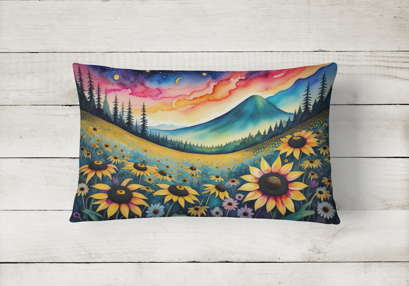 Black-eyed Susans in Color Fabric Decorative Pillow  the-store.com.