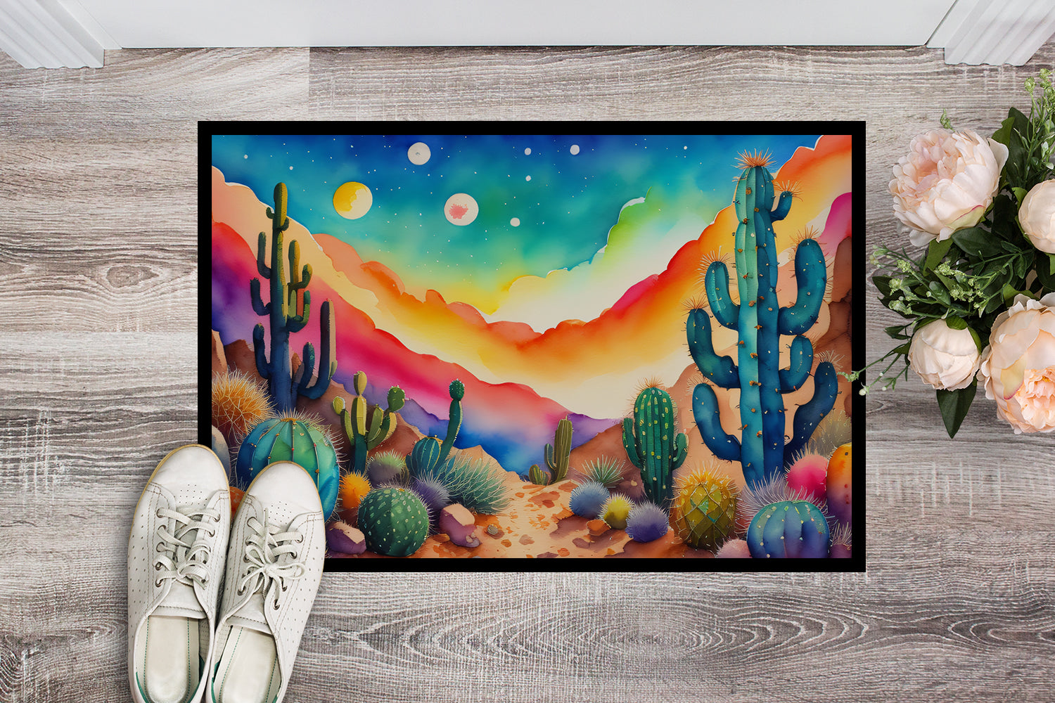 Cactus in Color Indoor or Outdoor Mat 24x36  the-store.com.