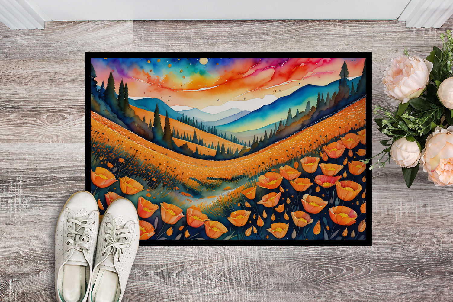 California Poppies in Color Doormat 18x27