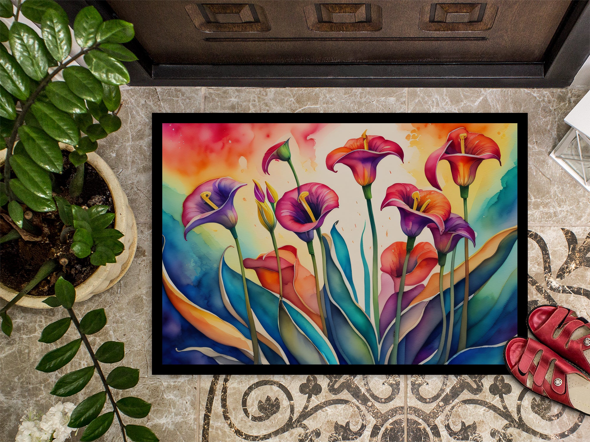 Calla Lilies in Color Indoor or Outdoor Mat 24x36  the-store.com.