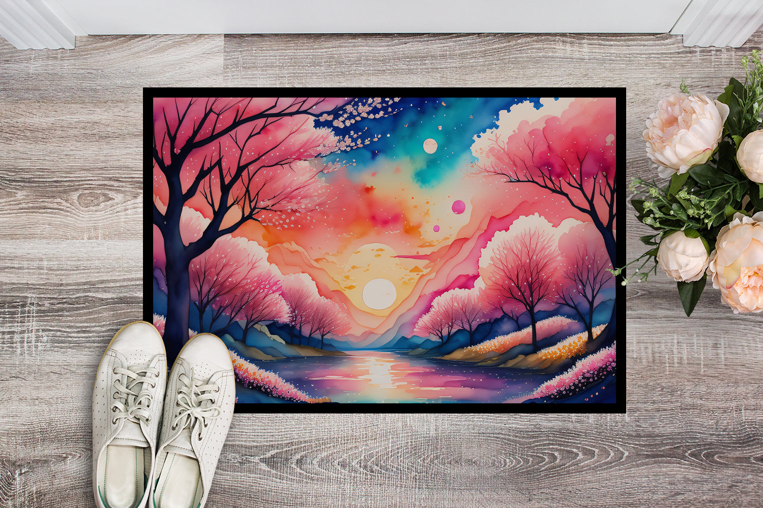 Cherry Blossom in Color Indoor or Outdoor Mat 24x36  the-store.com.