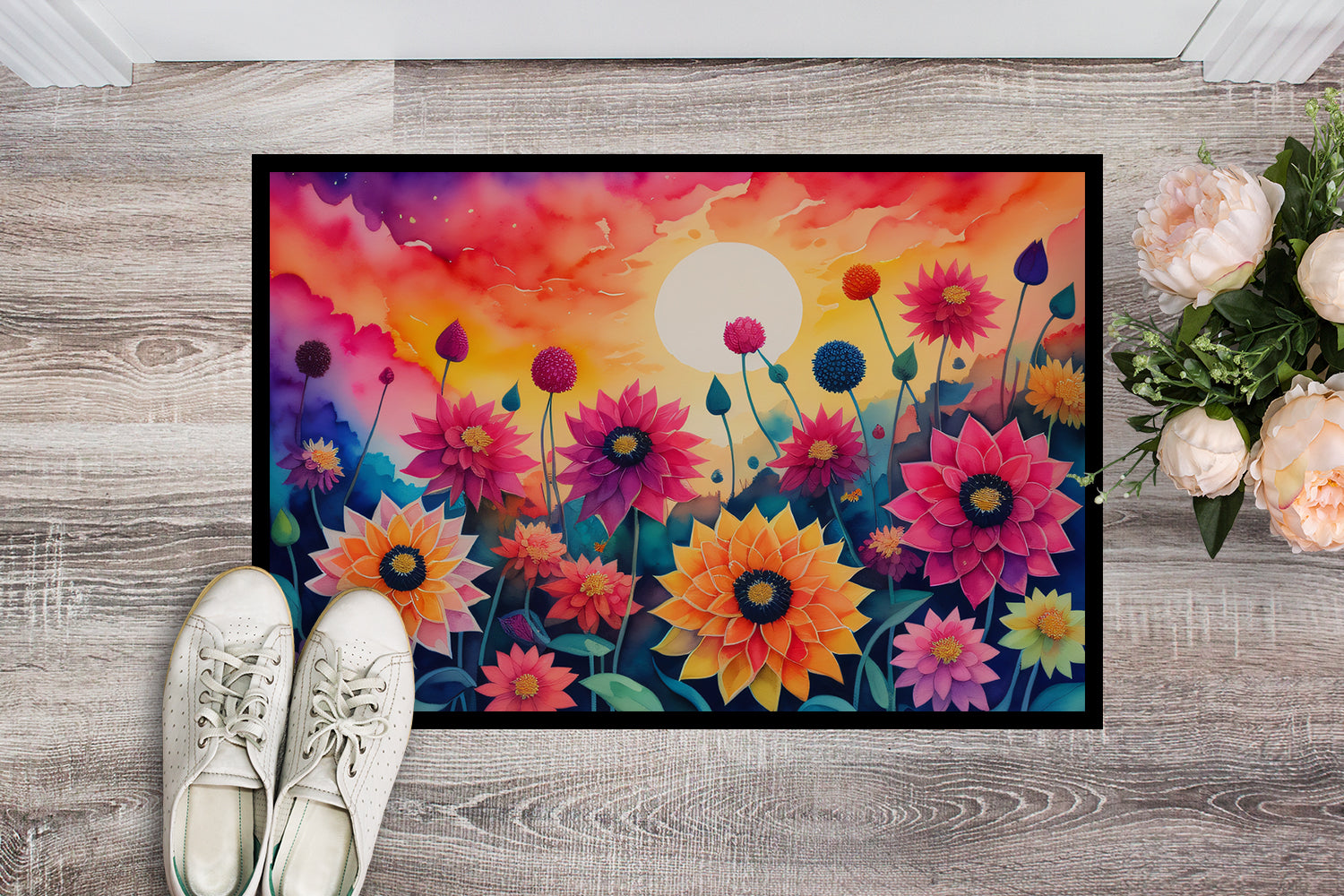 Dahlias in Color Doormat 18x27  the-store.com.