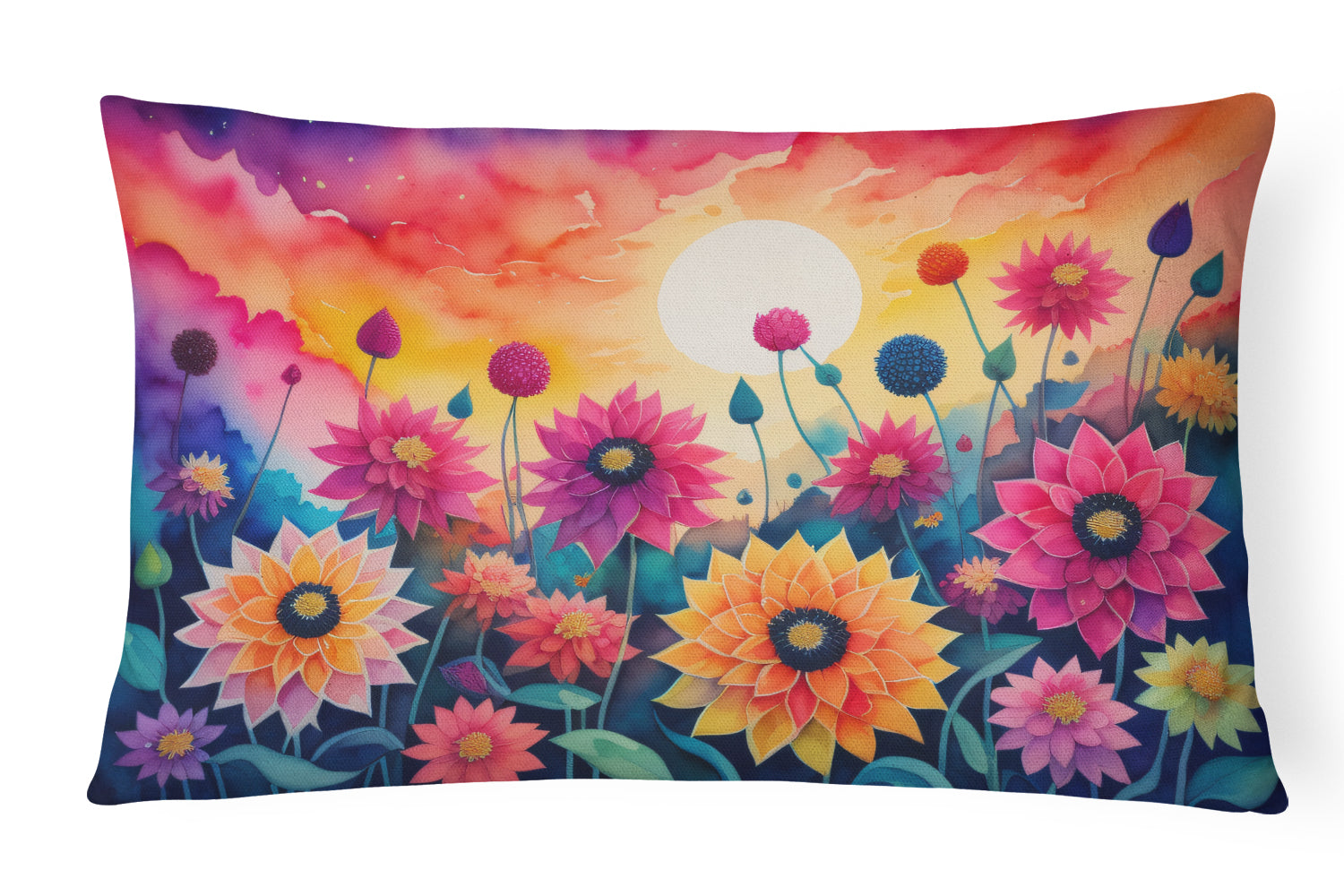 Buy this Dahlias in Color Fabric Decorative Pillow