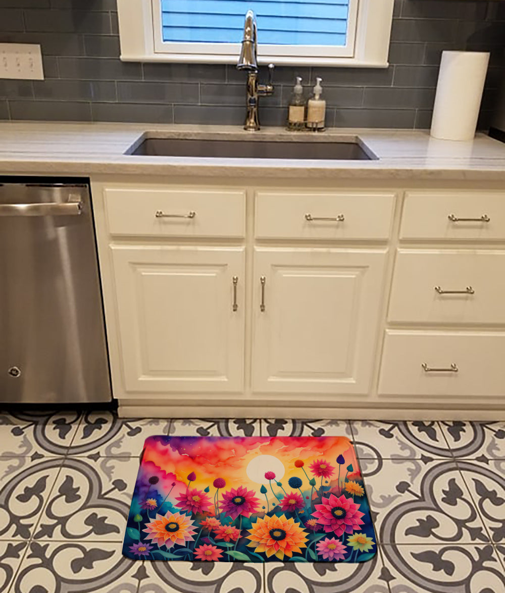 Dahlias in Color Memory Foam Kitchen Mat  the-store.com.