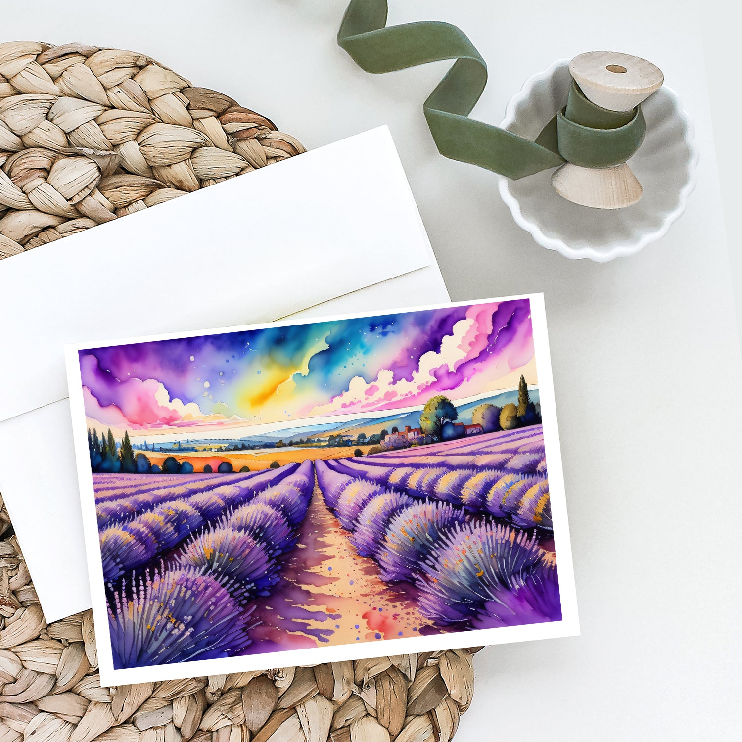 English Lavender in Color Greeting Cards and Envelopes Pack of 8  the-store.com.