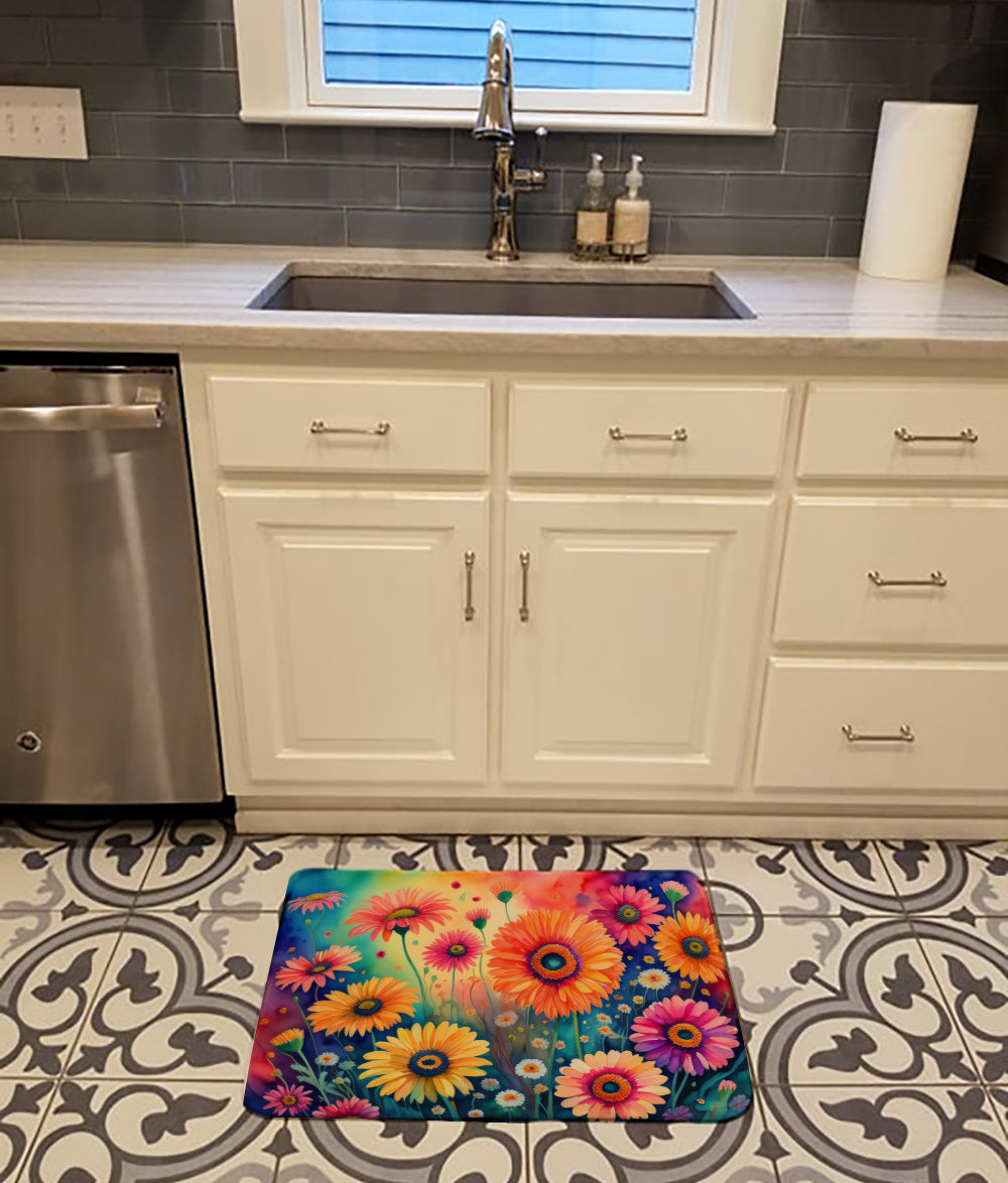 Gerbera Daisies in Color Memory Foam Kitchen Mat  the-store.com.