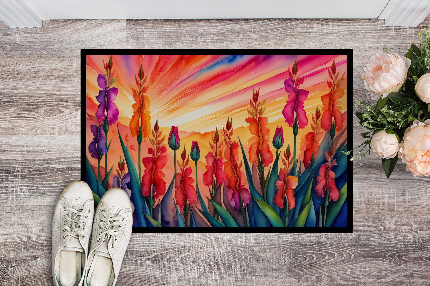 Gladiolus in Color Indoor or Outdoor Mat 24x36  the-store.com.