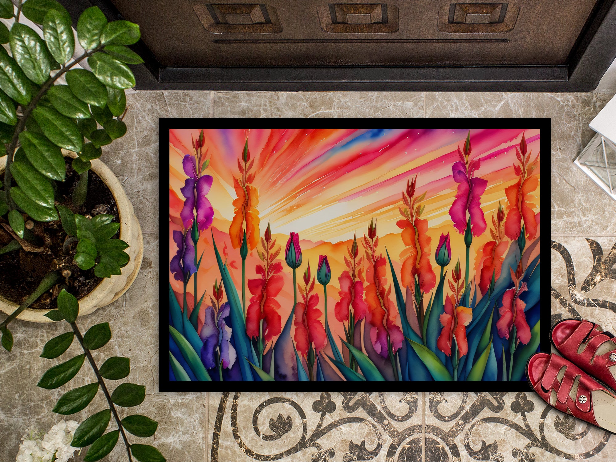Gladiolus in Color Indoor or Outdoor Mat 24x36  the-store.com.