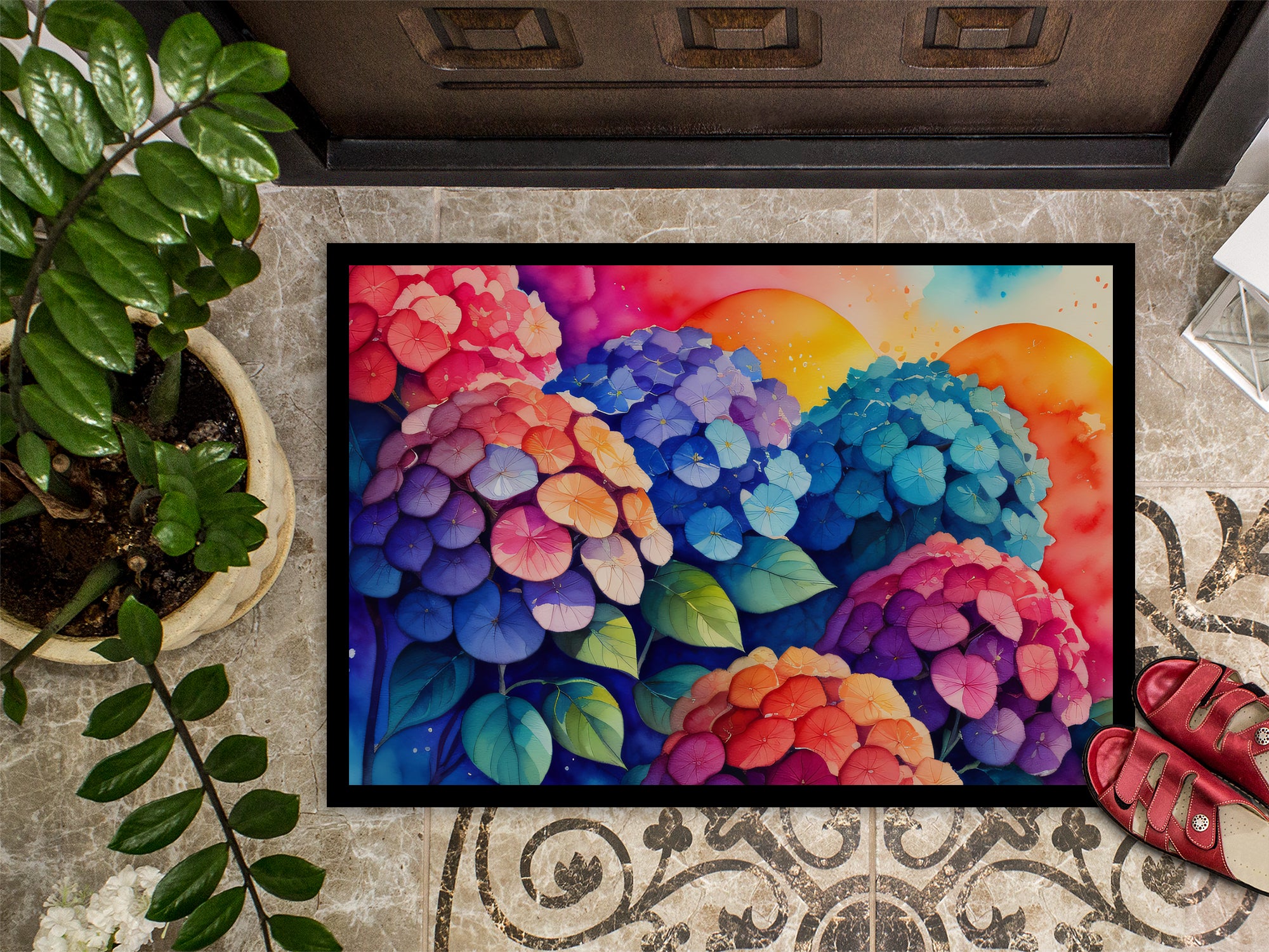 Hydrangeas in Color Indoor or Outdoor Mat 24x36