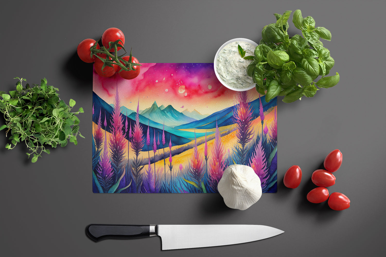 Liatris in Color Glass Cutting Board Large  the-store.com.