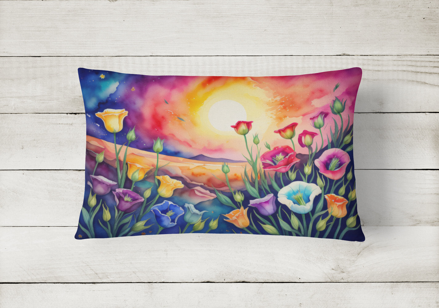 Lisianthus in Color Fabric Decorative Pillow  the-store.com.