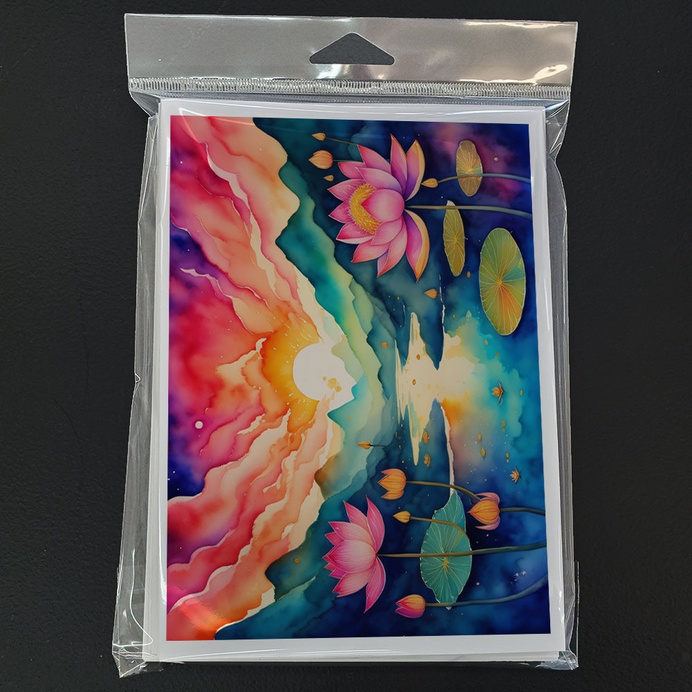Lotus in Color Greeting Cards and Envelopes Pack of 8  the-store.com.