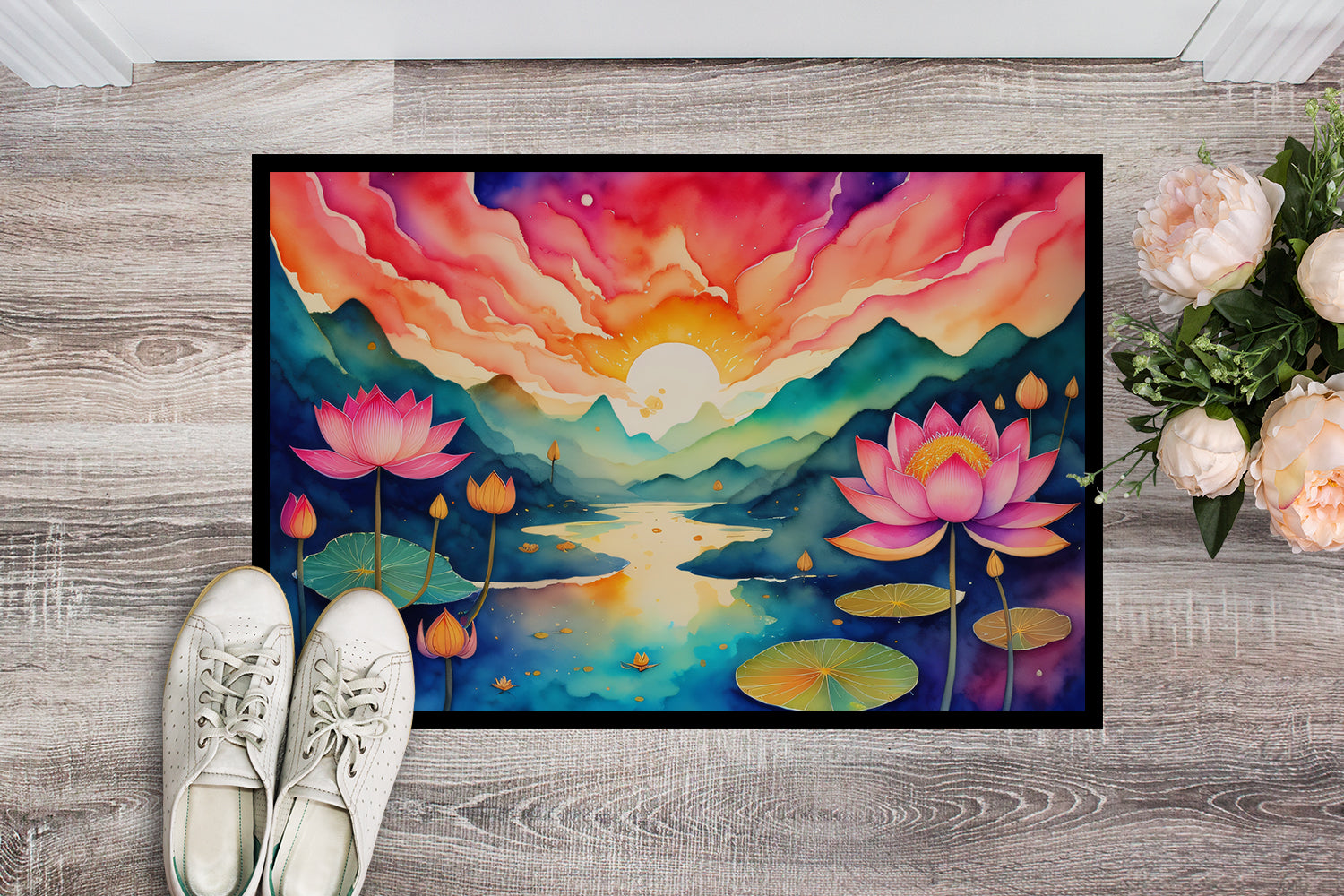 Lotus in Color Indoor or Outdoor Mat 24x36  the-store.com.