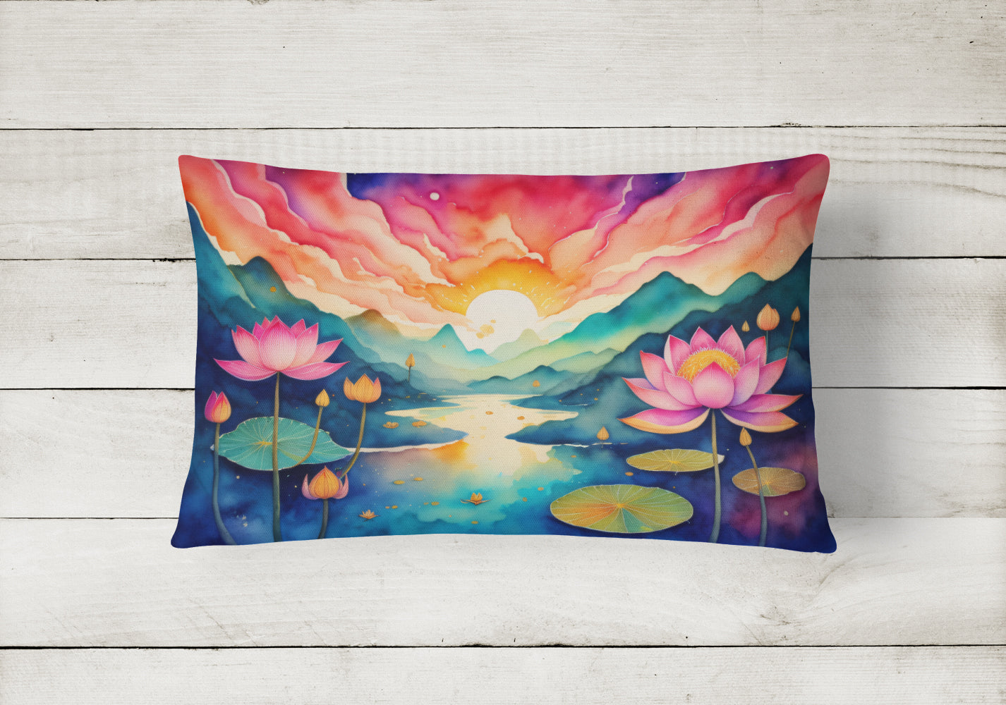 Lotus in Color Fabric Decorative Pillow  the-store.com.