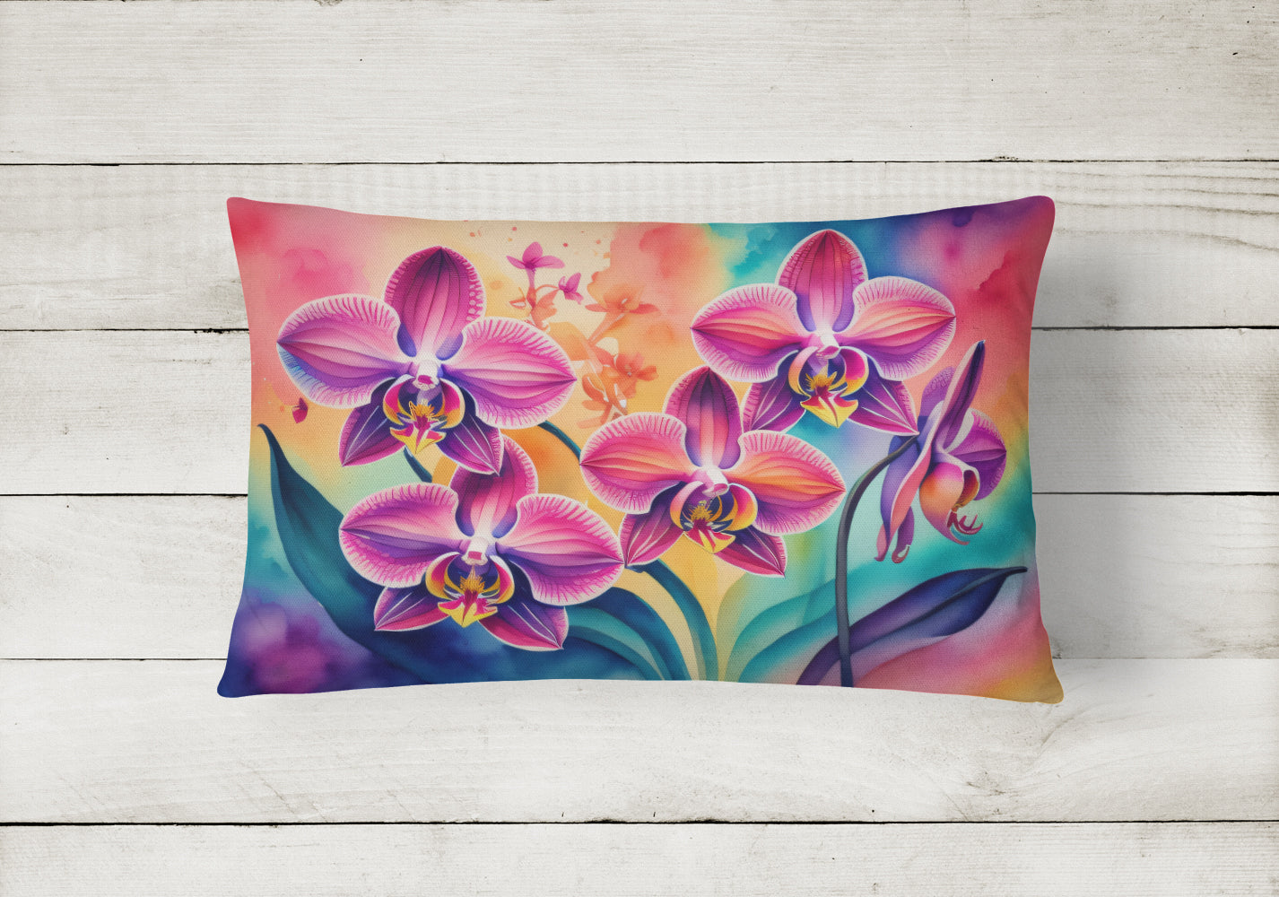Orchids in Color Fabric Decorative Pillow  the-store.com.