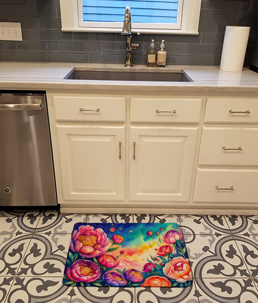 Peonies in Color Memory Foam Kitchen Mat  the-store.com.