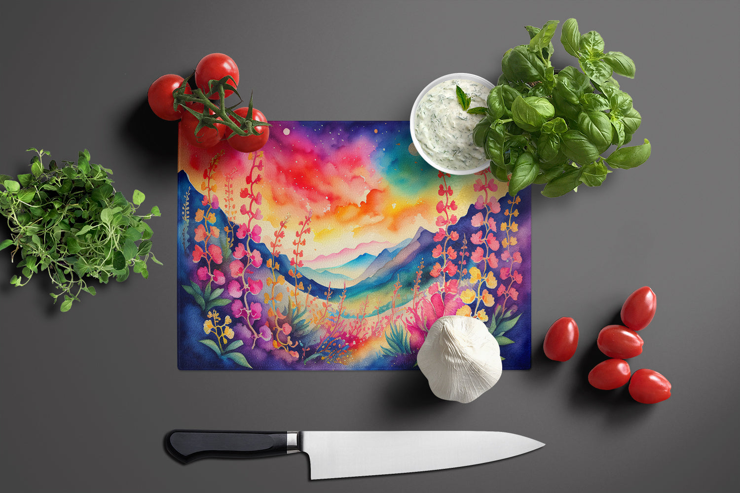 Snapdragon in Color Glass Cutting Board Large  the-store.com.