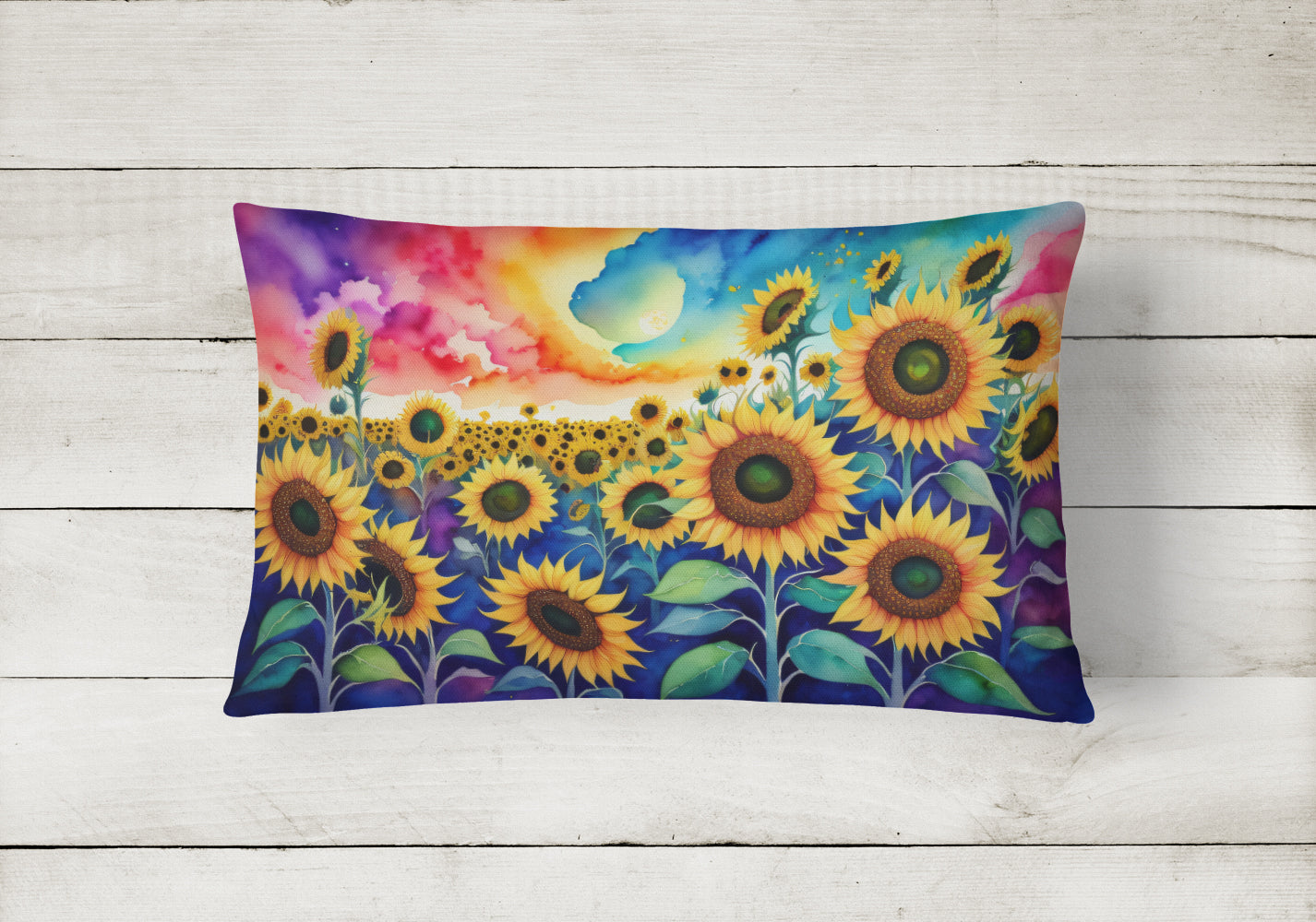 Sunflowers in Color Fabric Decorative Pillow  the-store.com.
