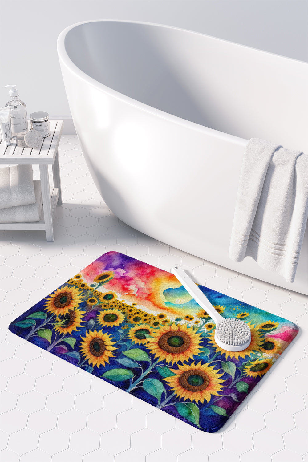 Sunflowers in Color Memory Foam Kitchen Mat  the-store.com.