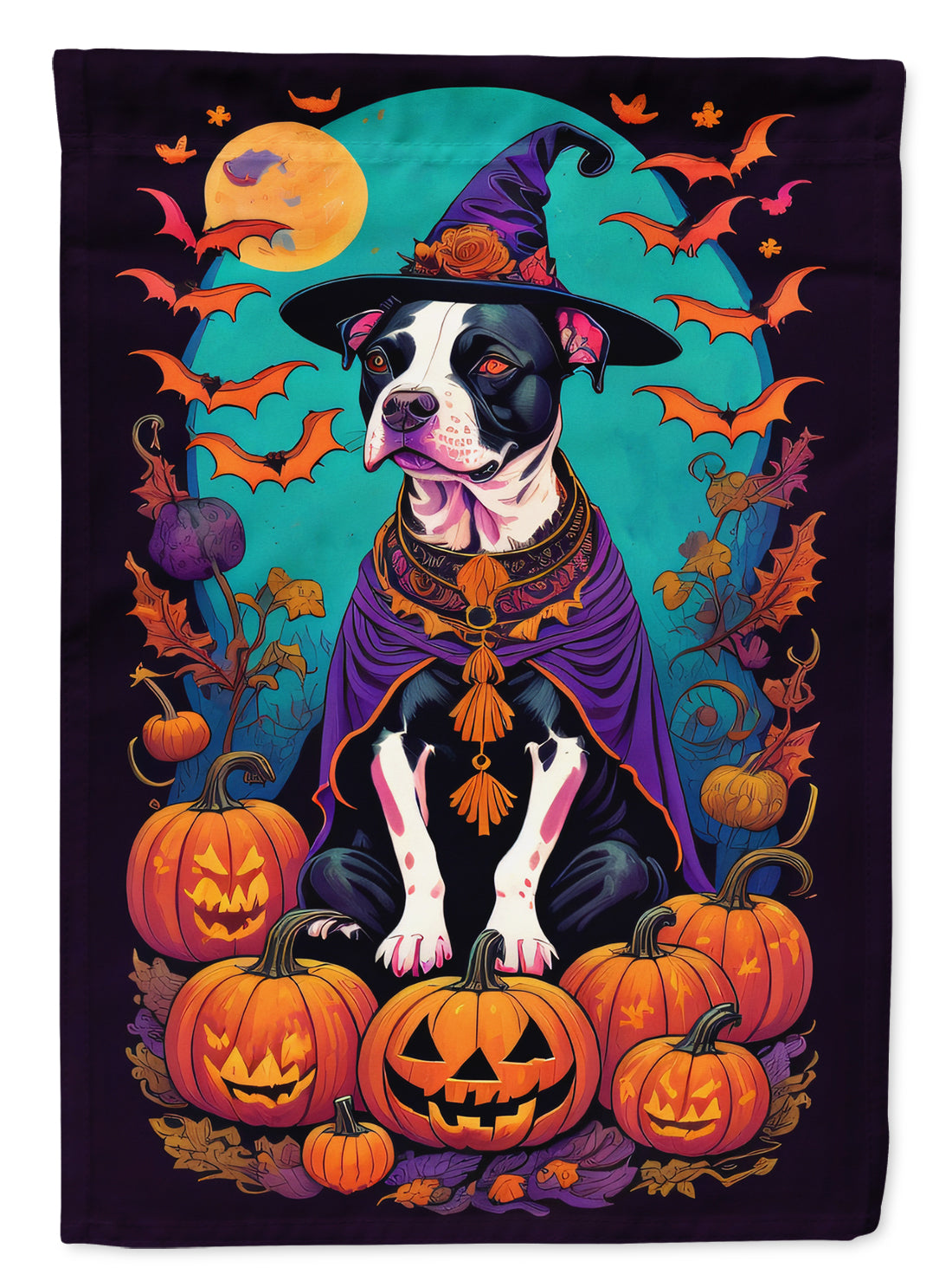 Buy this Pit Bull Terrier Witchy Halloween House Flag