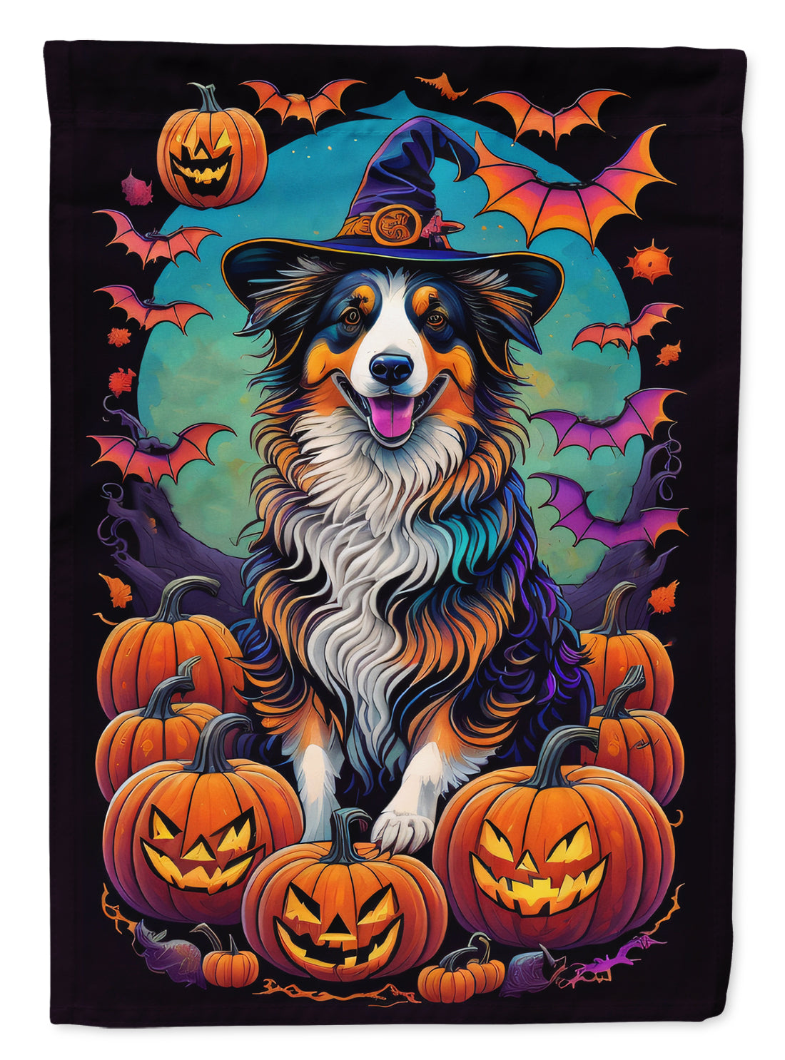 Buy this Australian Shepherd Witchy Halloween Garden Flag