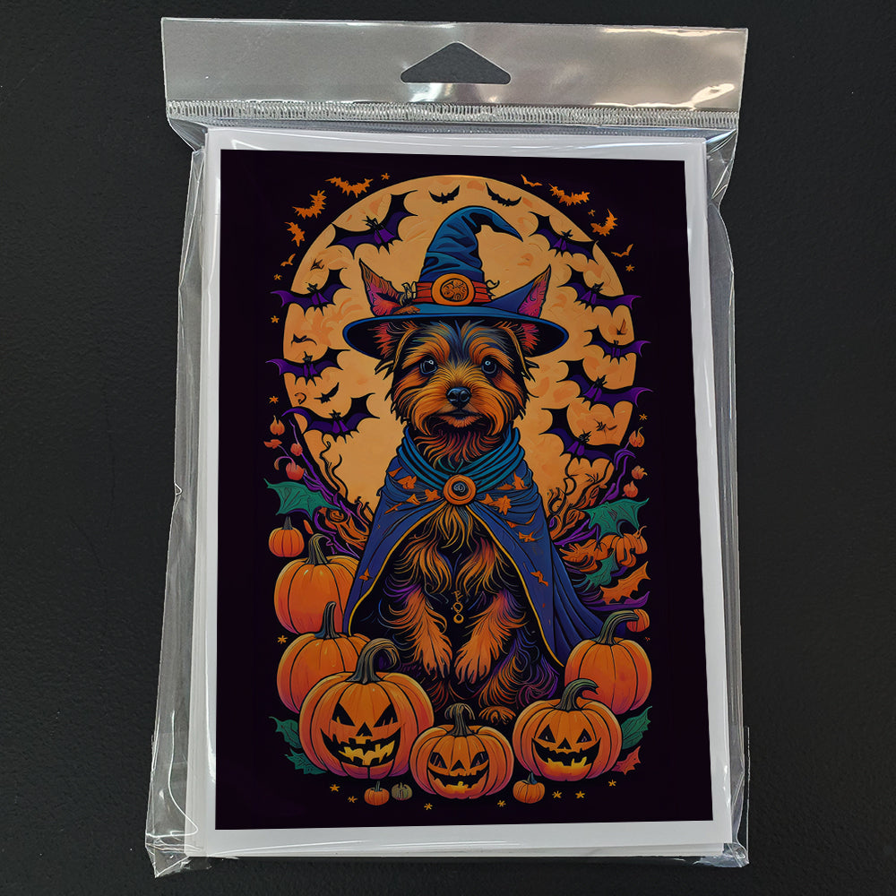 Australian Terrier Witchy Halloween Greeting Cards and Envelopes Pack of 8  the-store.com.