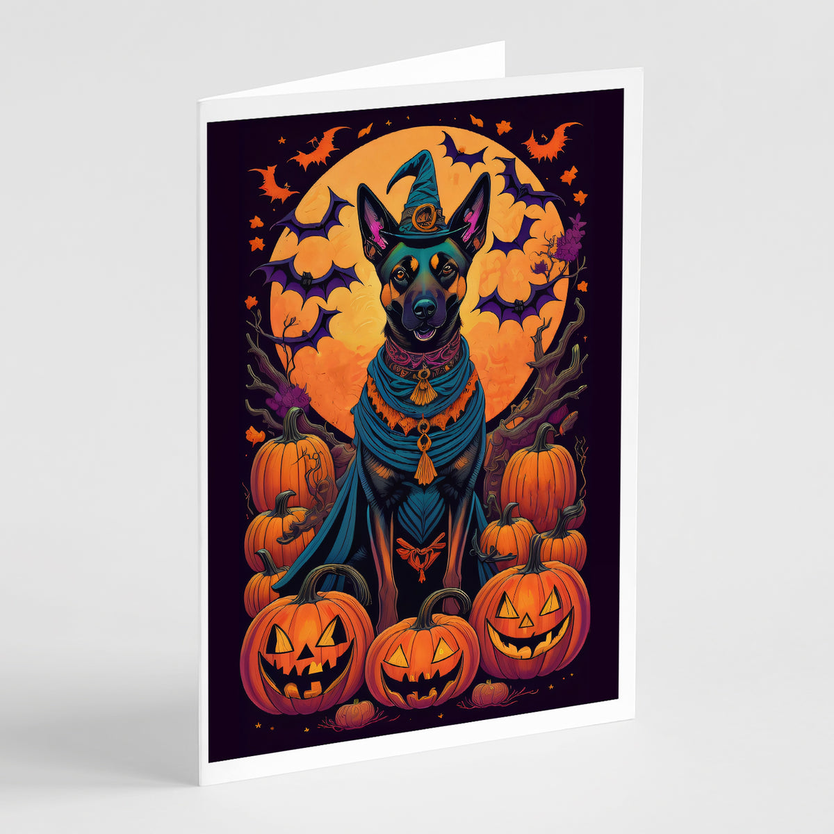 Buy this Belgian Malinois Witchy Halloween Greeting Cards and Envelopes Pack of 8