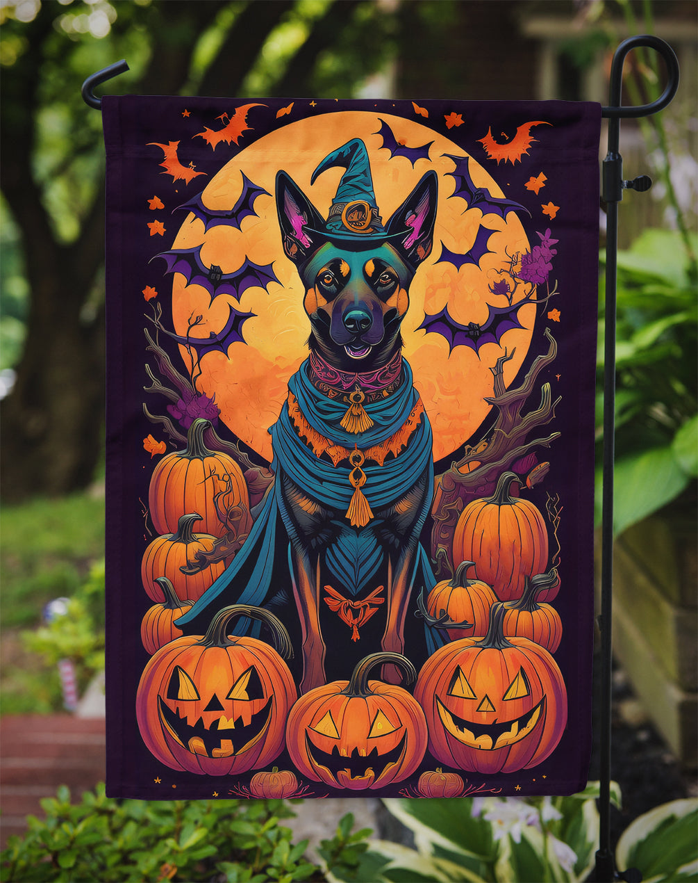 Belgian Malinois Witchy Halloween Garden Flag  the-store.com.