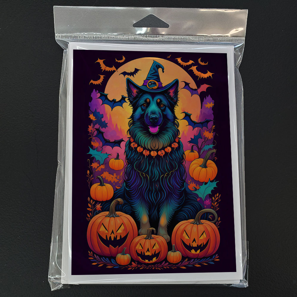 Belgian Sheepdog Witchy Halloween Greeting Cards and Envelopes Pack of 8  the-store.com.