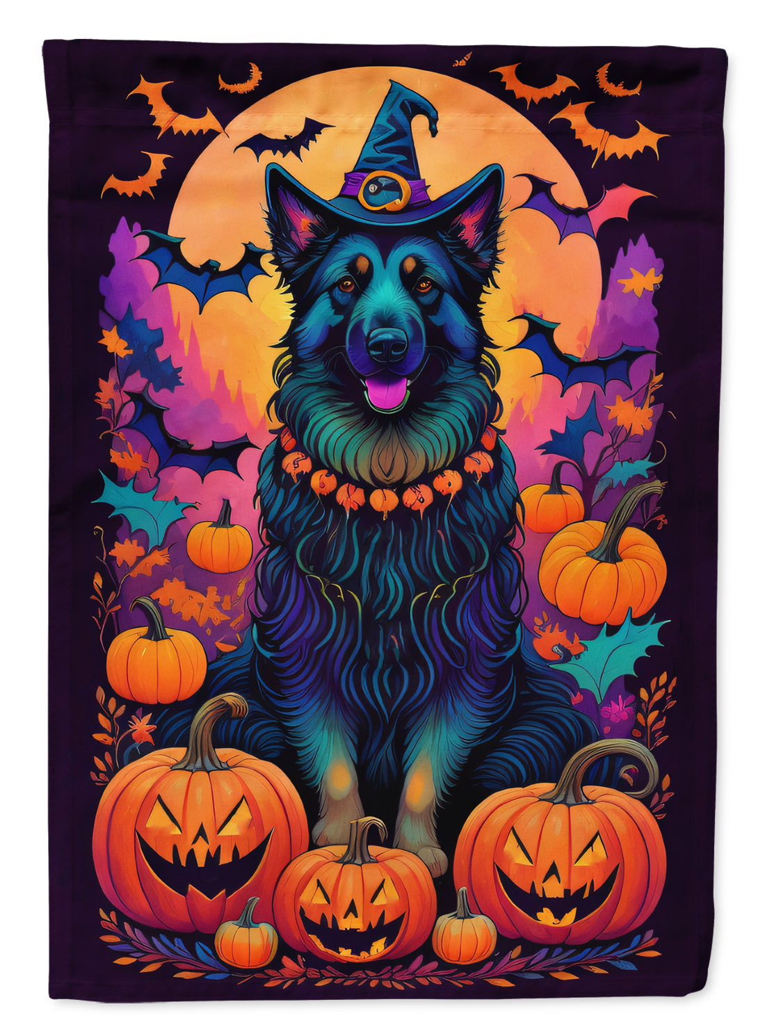 Buy this Belgian Sheepdog Witchy Halloween Garden Flag