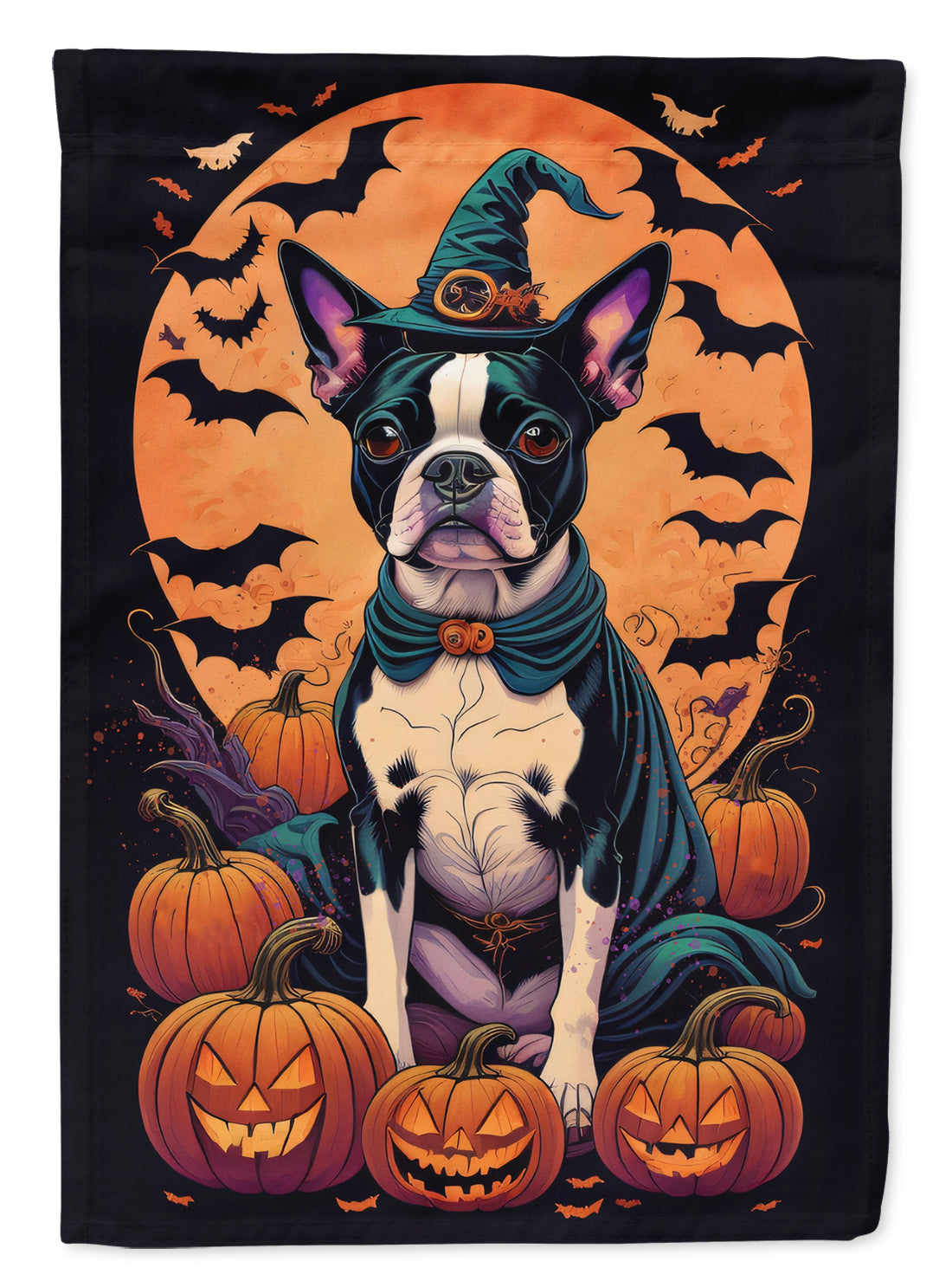 Buy this Boston Terrier Witchy Halloween House Flag