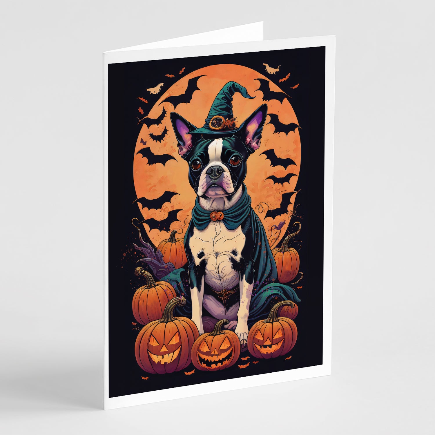 Buy this Boston Terrier Witchy Halloween Greeting Cards and Envelopes Pack of 8