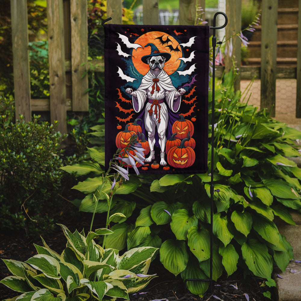 White Boxer Witchy Halloween Garden Flag  the-store.com.