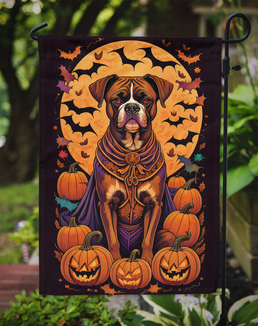 Boxer Witchy Halloween Garden Flag  the-store.com.