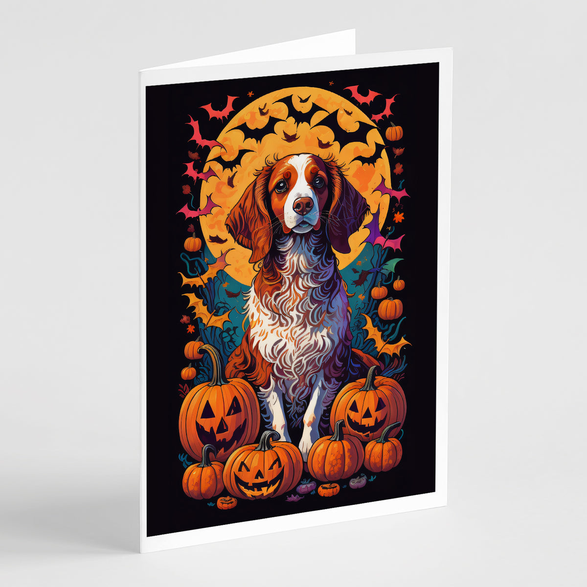 Buy this Brittany Spaniel Witchy Halloween Greeting Cards and Envelopes Pack of 8