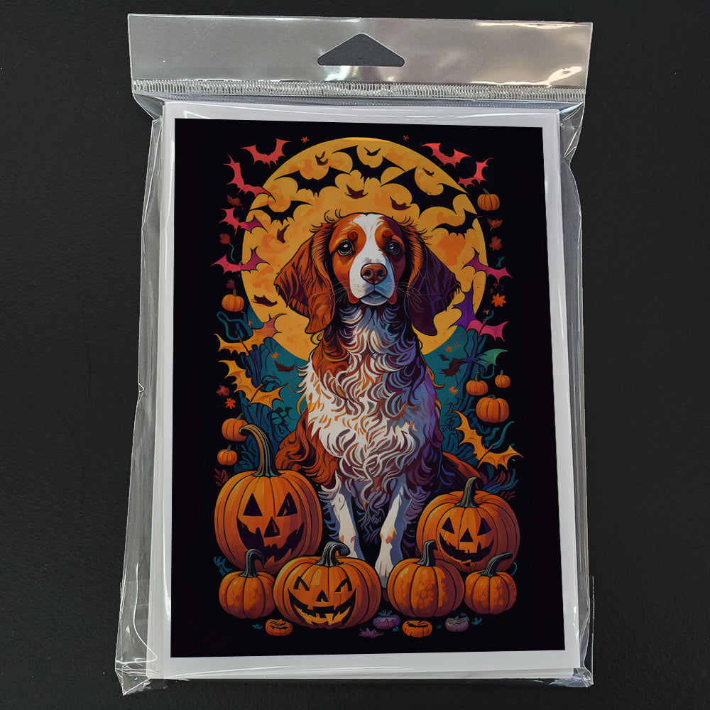 Brittany Spaniel Witchy Halloween Greeting Cards and Envelopes Pack of 8  the-store.com.