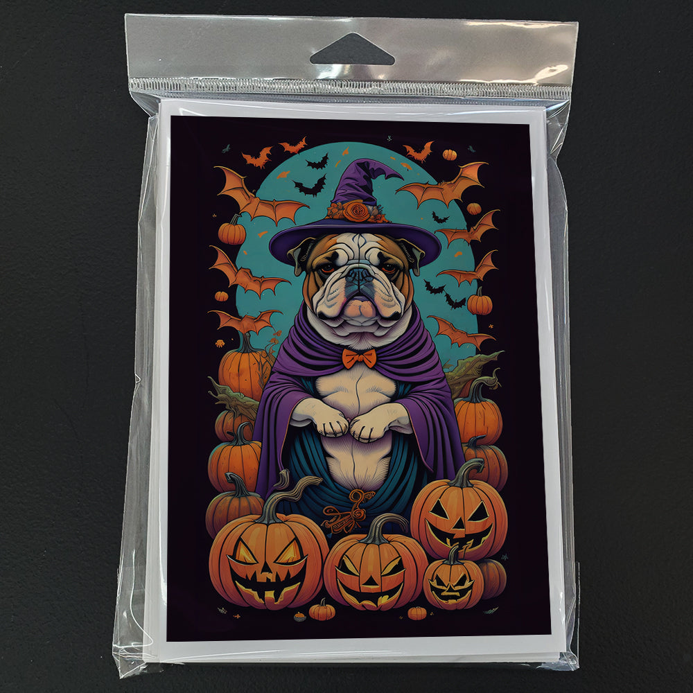 English Bulldog Witchy Halloween Greeting Cards and Envelopes Pack of 8  the-store.com.