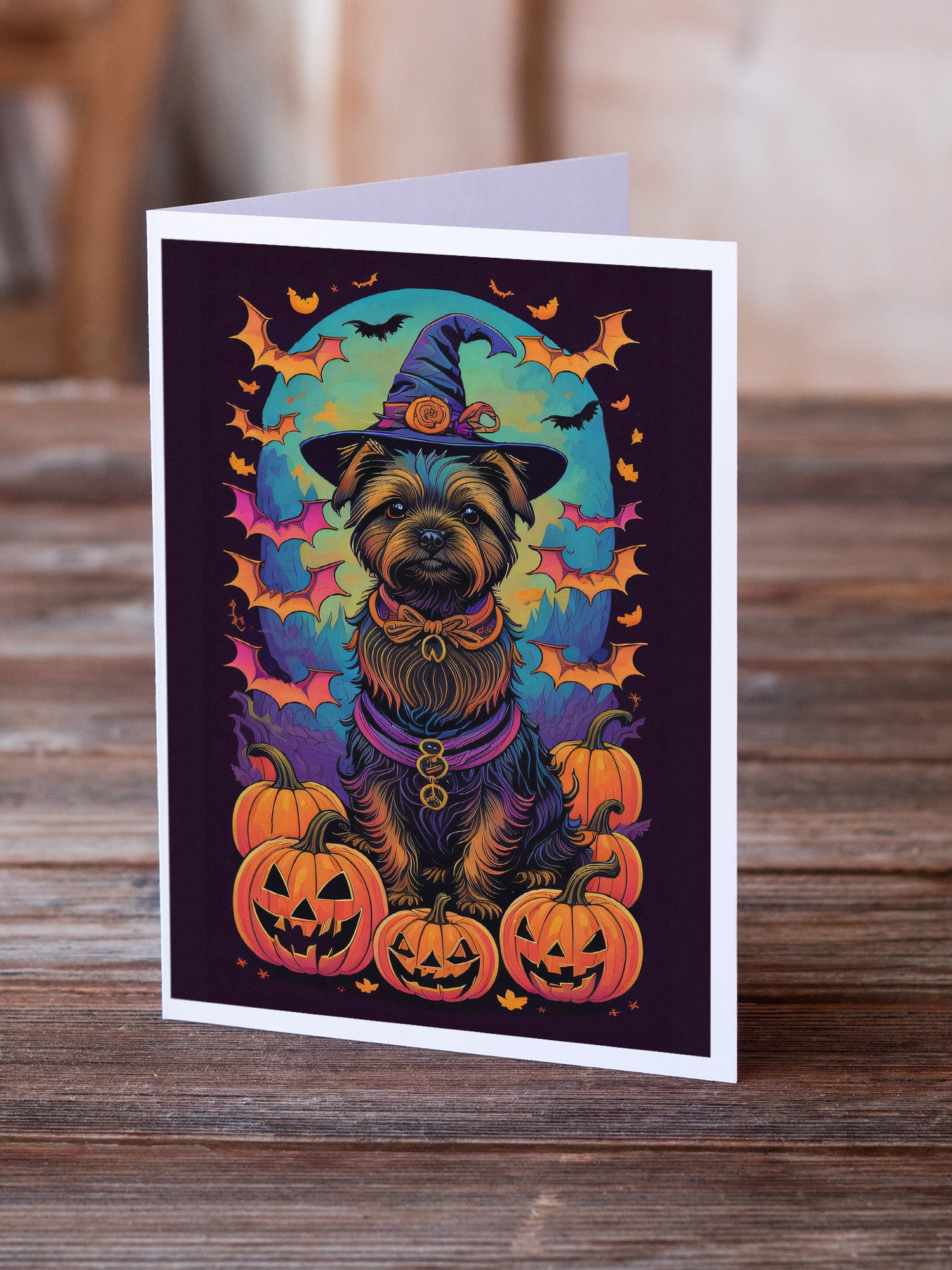 Cairn Terrier Witchy Halloween Greeting Cards and Envelopes Pack of 8  the-store.com.