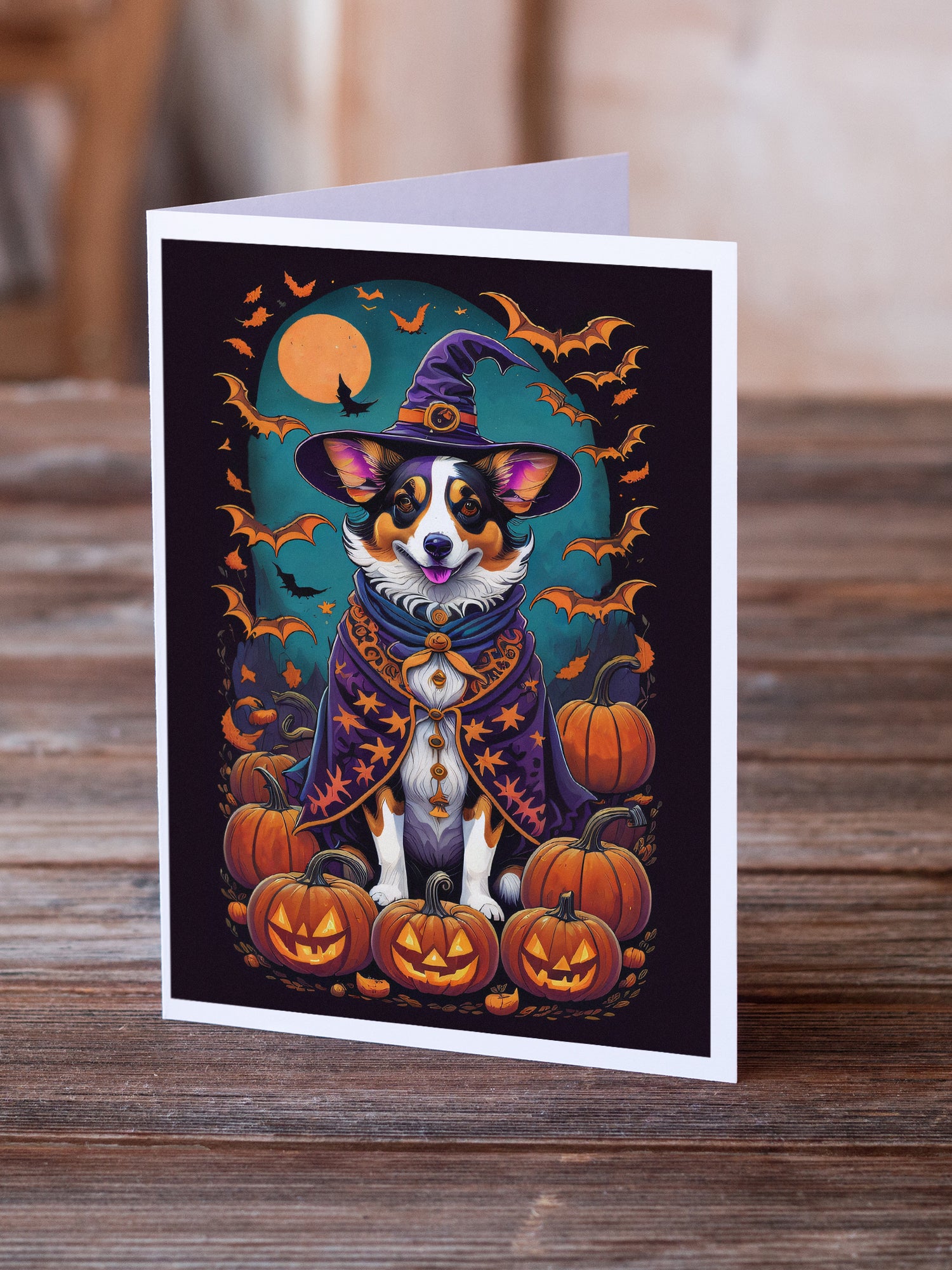 Corgi Witchy Halloween Greeting Cards and Envelopes Pack of 8  the-store.com.