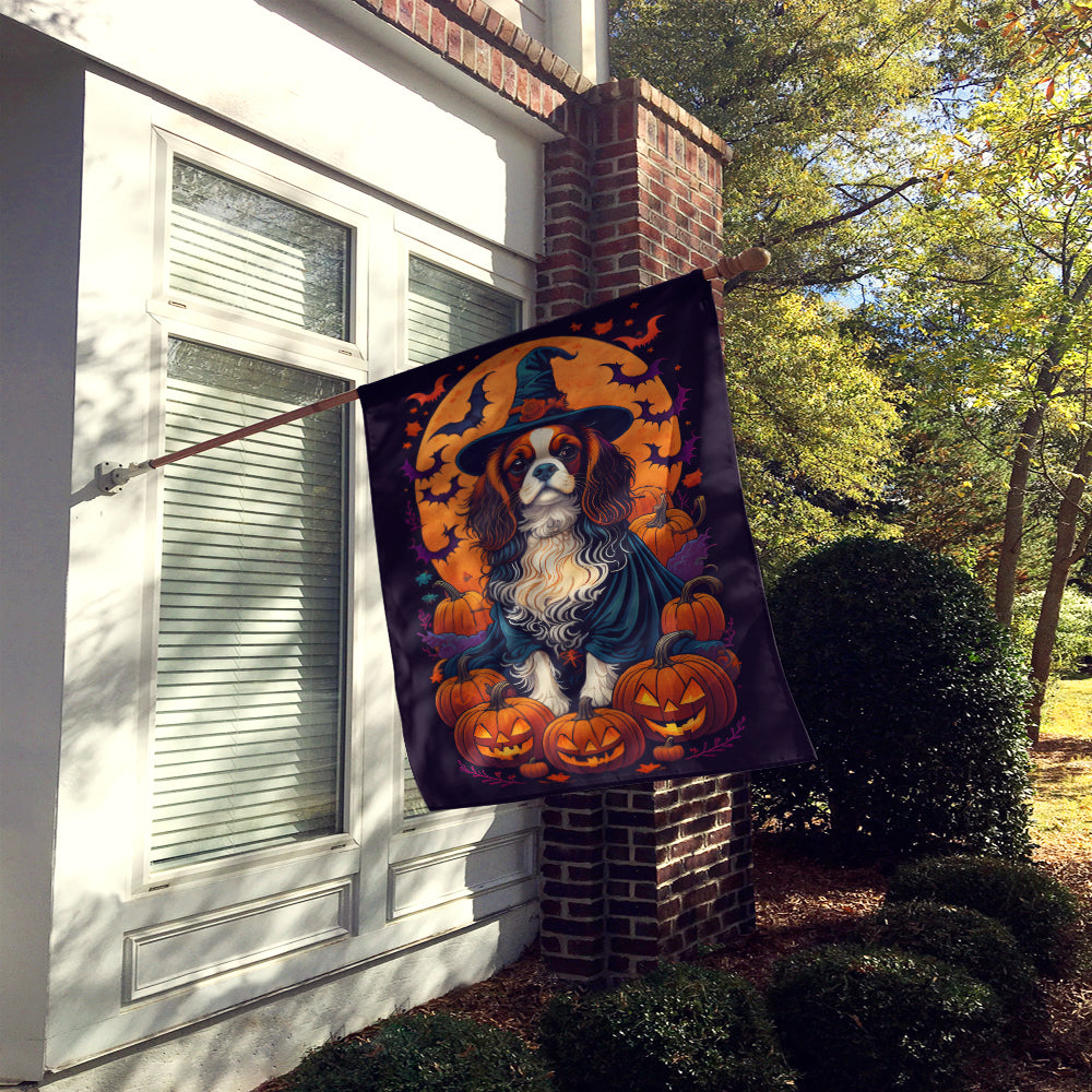 Cavalier Spaniel Witchy Halloween House Flag  the-store.com.