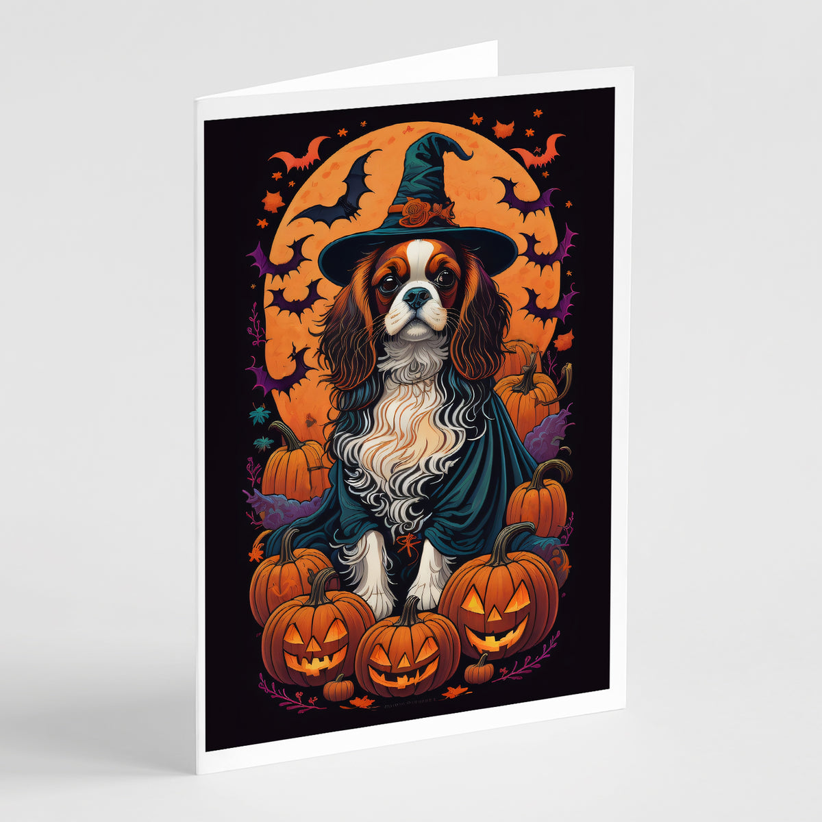 Buy this Cavalier Spaniel Witchy Halloween Greeting Cards and Envelopes Pack of 8