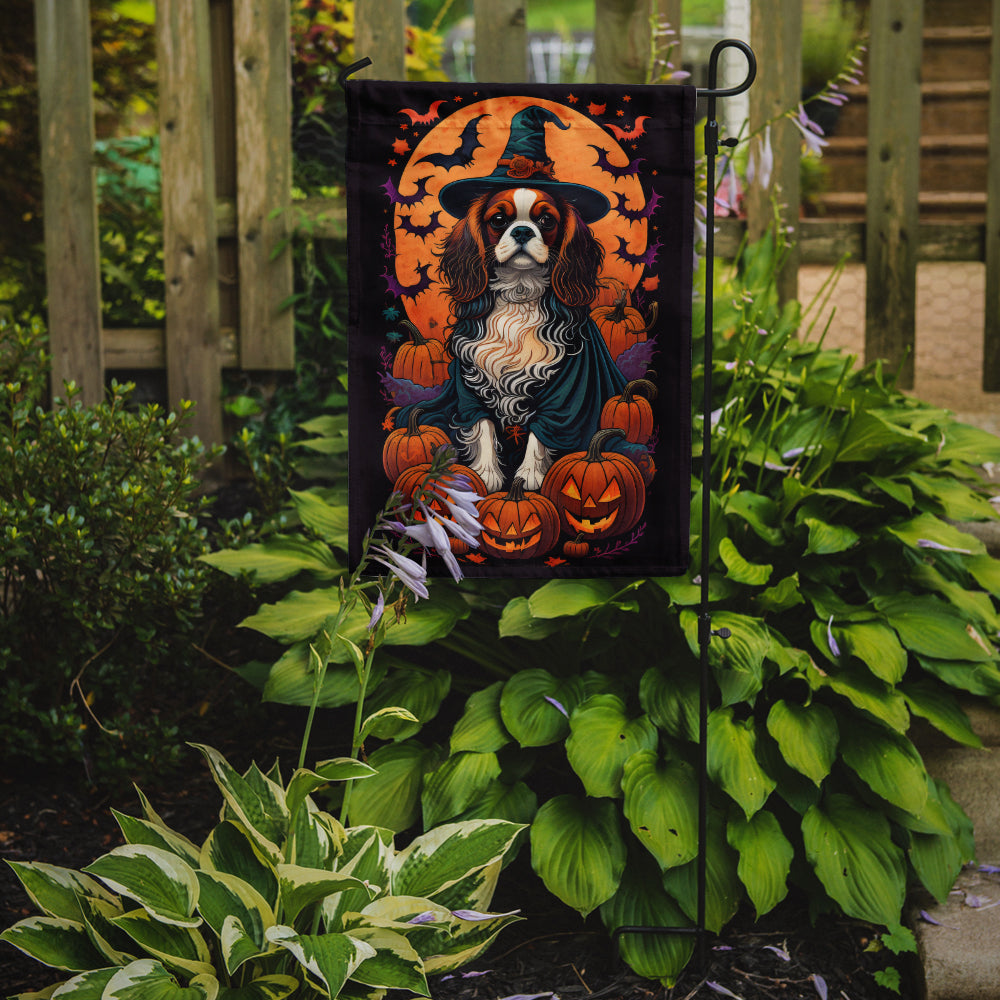 Cavalier Spaniel Witchy Halloween Garden Flag