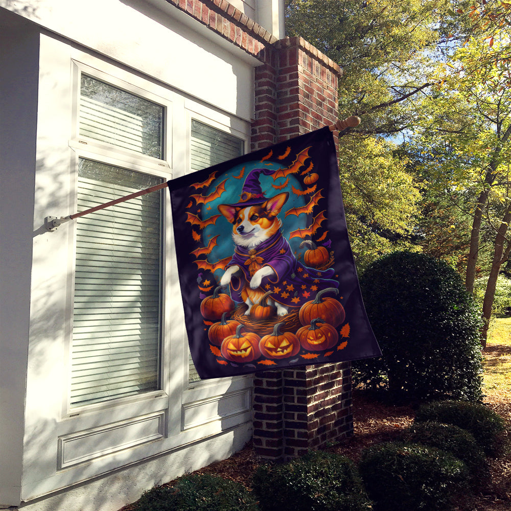 Corgi Witchy Halloween House Flag  the-store.com.