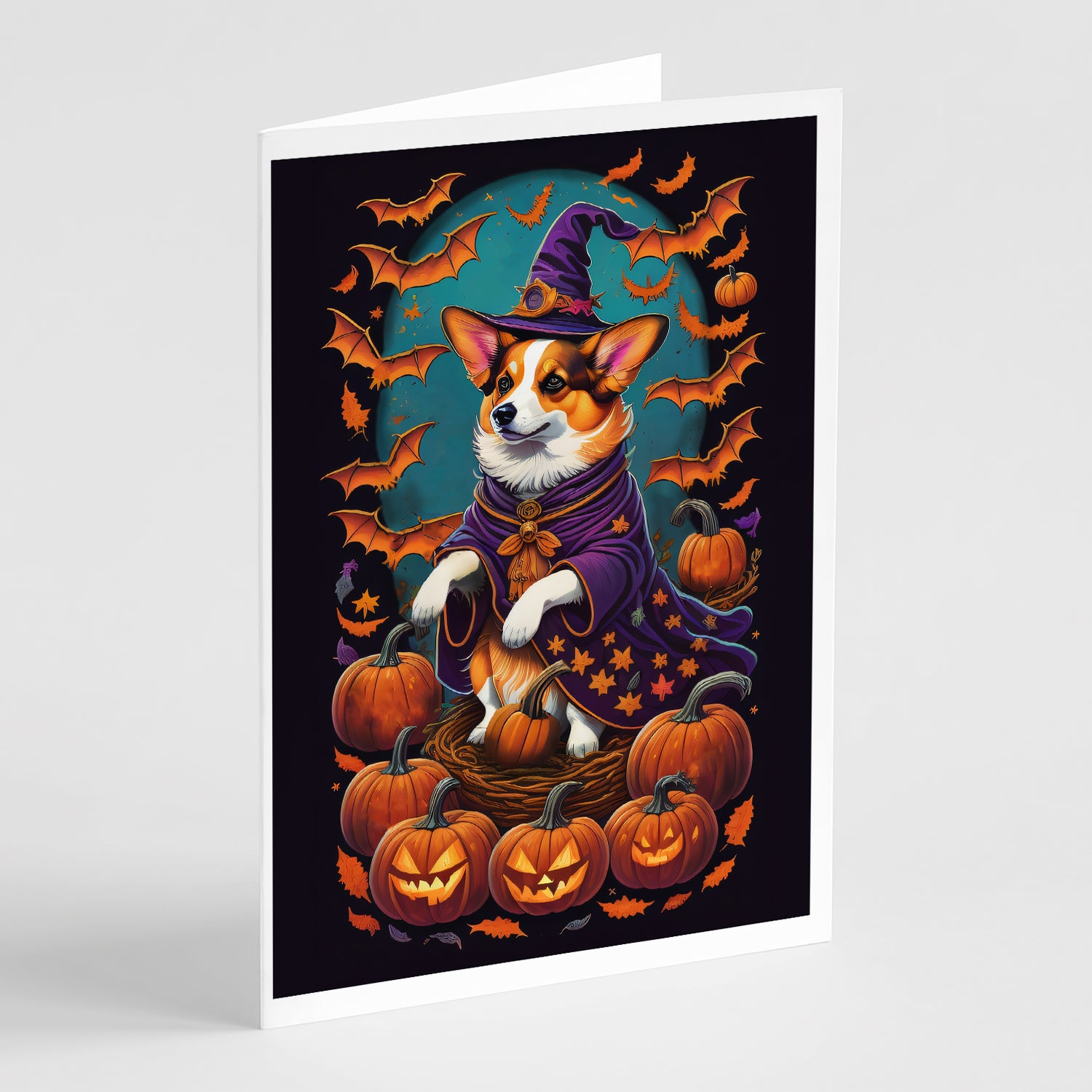 Buy this Corgi Witchy Halloween Greeting Cards and Envelopes Pack of 8