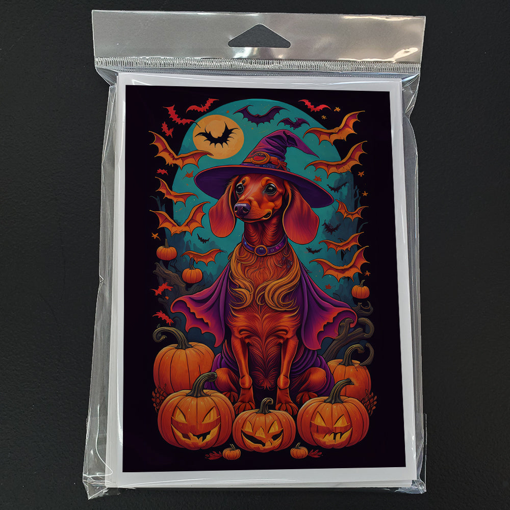 Dachshund Witchy Halloween Greeting Cards and Envelopes Pack of 8