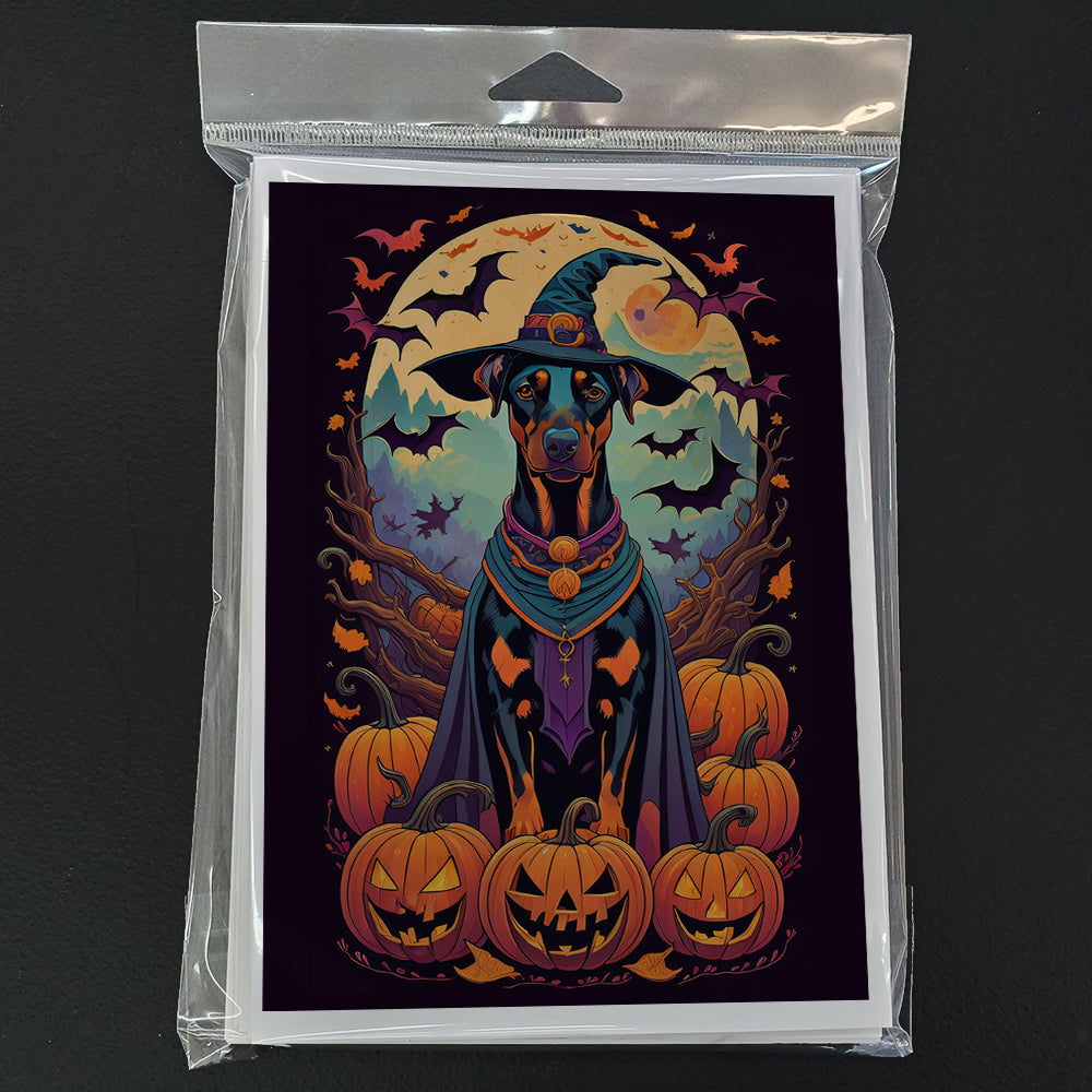 Doberman Pinscher Witchy Halloween Greeting Cards and Envelopes Pack of 8  the-store.com.